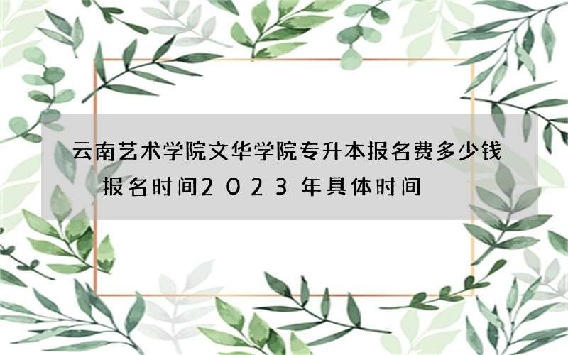 云南艺术学院文华学院专升本报名费多少钱 报名时间2023年具体时间